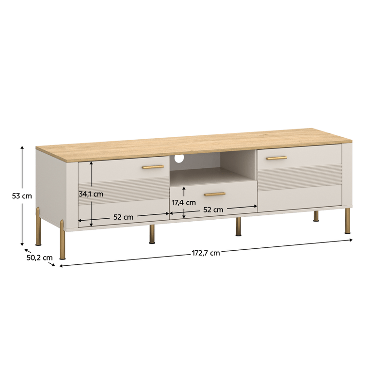 Casa si Gradina - Mobilier - Comode si corpuri - Comode - Masuta TV, casmir/stejar de piatra, RUNOL 2D1S - Infinity.ro