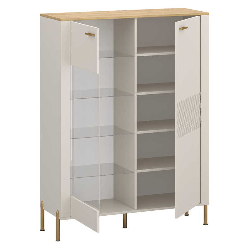 Casa si Gradina - Mobilier - Comode si corpuri - Corpuri bucatarie - Vitrina joasa, casmir/stejar de piatra, RUNOL 1D1W - Infinity.ro
