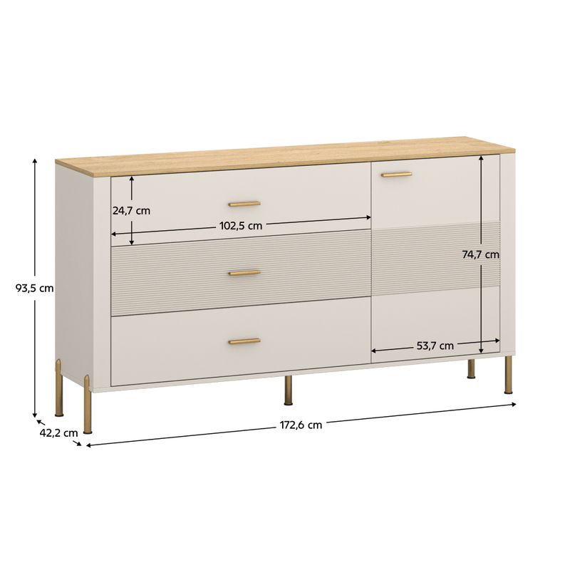 Casa si Gradina - Mobilier - Comode si corpuri - Comode - Comoda, casmir/stejar de piatra, RUNOL 1D3S - Infinity.ro