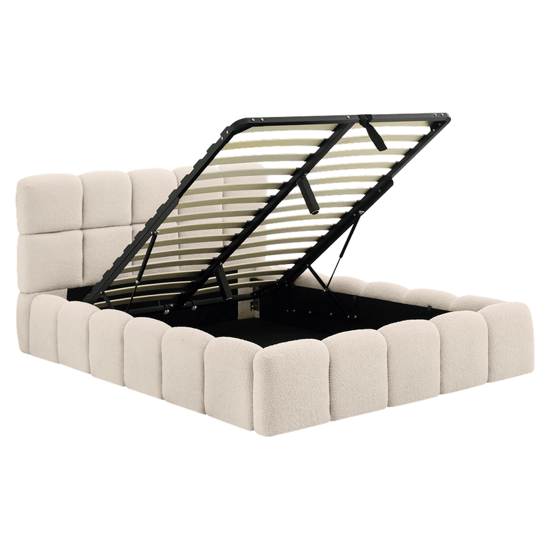 Casa si Gradina - Mobilier - Paturi si accesorii - Paturi - Pat cu somiera metalica si spatiu de depozitare, 140x200, bej SORELA - Infinity.ro