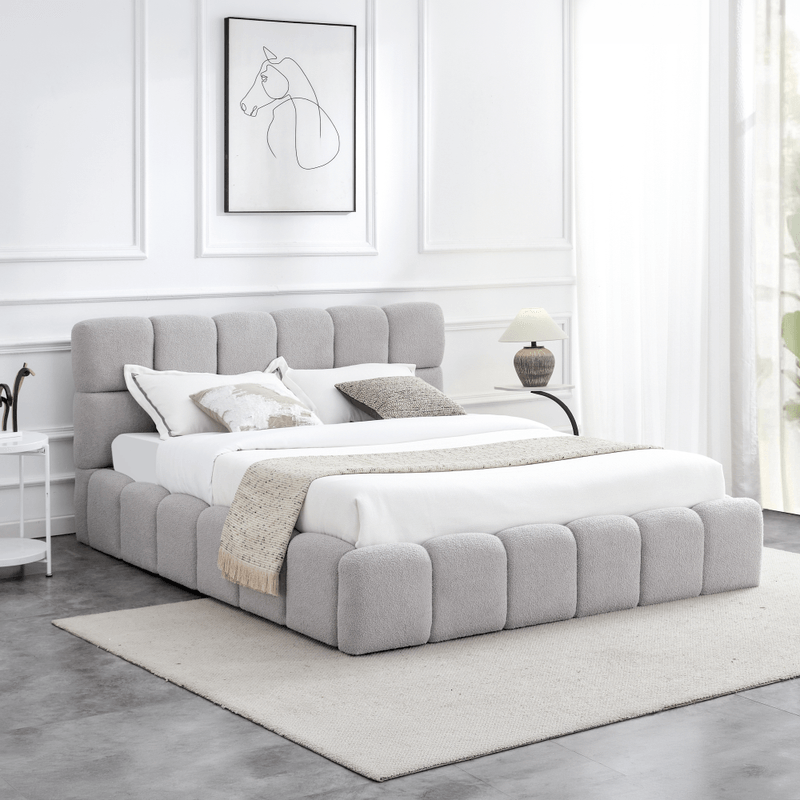 Casa si Gradina - Mobilier - Paturi si accesorii - Paturi - Pat cu somiera metalica si spatiu de depozitare, 160x200, gri, SORELA - Infinity.ro