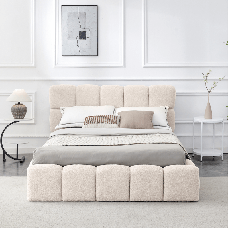 Casa si Gradina - Mobilier - Paturi si accesorii - Paturi - Pat cu somiera metalica si spatiu de depozitare, 140x200, bej SORELA - Infinity.ro
