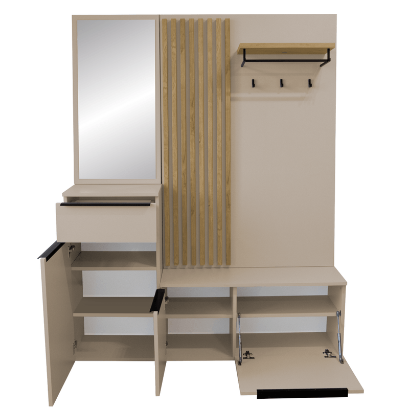 Casa si Gradina - Mobilier - Dulapuri si sifoniere - Dulapuri - Set de hol, casmir mat/stejar artisan, ALIVA V1 - Infinity.ro