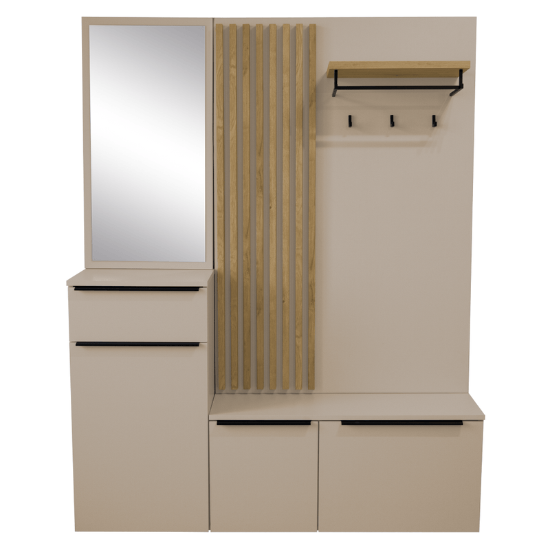 Casa si Gradina - Mobilier - Dulapuri si sifoniere - Dulapuri - Set de hol, casmir mat/stejar artisan, ALIVA V1 - Infinity.ro