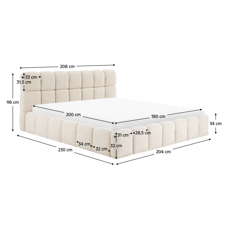 Casa si Gradina - Mobilier - Paturi si accesorii - Paturi - Pat cu somiera metalica si spatiu de depozitare, 180x200, bej, SORELA - Infinity.ro