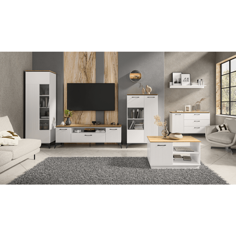 Casa si Gradina - Mobilier - Comode si corpuri - Corpuri bucatarie - Vitrina, alb/stejar evoke, VELIS 1D - Infinity.ro