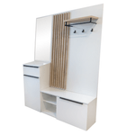 Casa si Gradina - Mobilier - Dulapuri si sifoniere - Dulapuri - Set de hol, alb extra lucios HG/stejar artisan, ALIVA V2 - Infinity.ro
