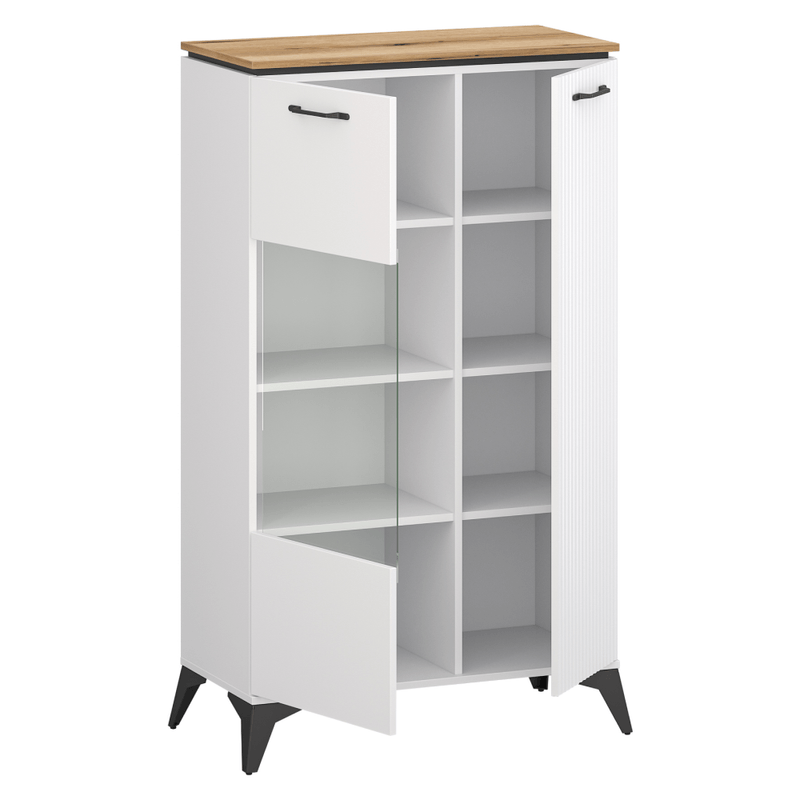 Casa si Gradina - Mobilier - Comode si corpuri - Corpuri bucatarie - Vitrina joasa, alb/stejar evoke, VELIS 1D1W - Infinity.ro
