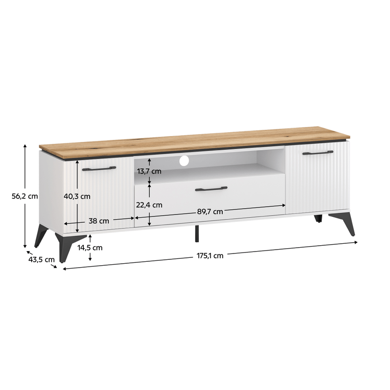 Casa si Gradina - Mobilier - Comode si corpuri - Comode - Masuta TV, alb/stejar evoke, VELIS 2D1S/170 - Infinity.ro