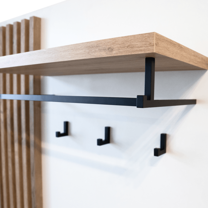 Casa si Gradina - Mobilier - Dulapuri si sifoniere - Dulapuri - Set de hol, alb extra lucios HG/stejar artisan, ALIVA V2 - Infinity.ro