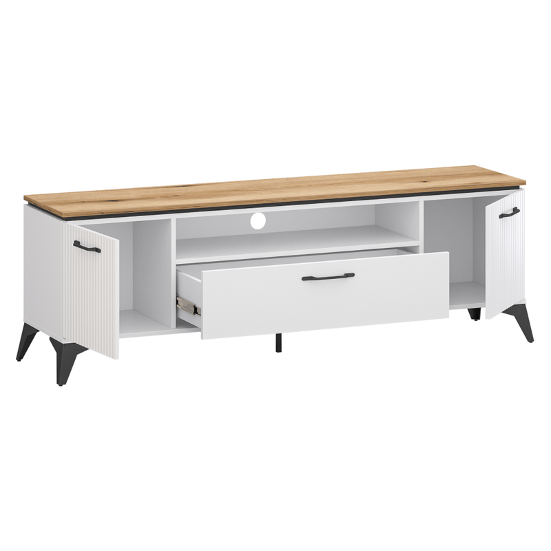 Casa si Gradina - Mobilier - Comode si corpuri - Comode - Masuta TV, alb/stejar evoke, VELIS 2D1S/170 - Infinity.ro