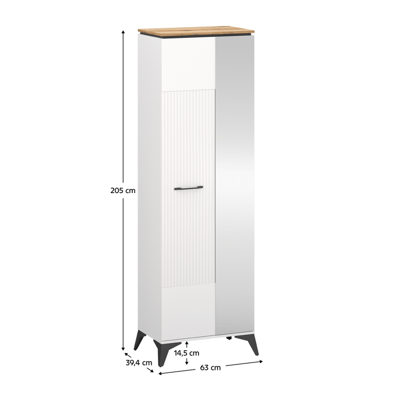 Casa si Gradina - Mobilier - Dulapuri si sifoniere - Dulapuri - Dulap cu oglinda, alb/stejar evoke, VELIS 1D/40 - Infinity.ro