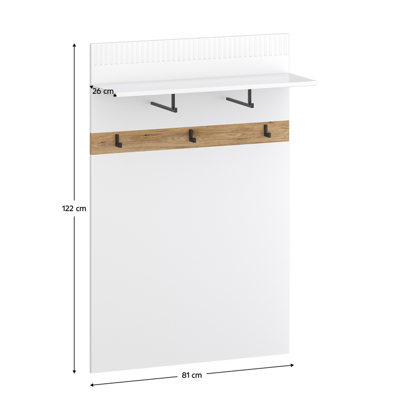 Casa si Gradina - Mobilier - Organizare si depozitare - Cuiere - Cuier de perete 80, alb/stejar evoke, VELIS - Infinity.ro