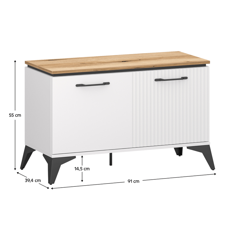 Casa si Gradina - Mobilier - Dulapuri si sifoniere - Dulapuri pantofi - Pantofar, alb/stejar evoke, VELIS 2D - Infinity.ro