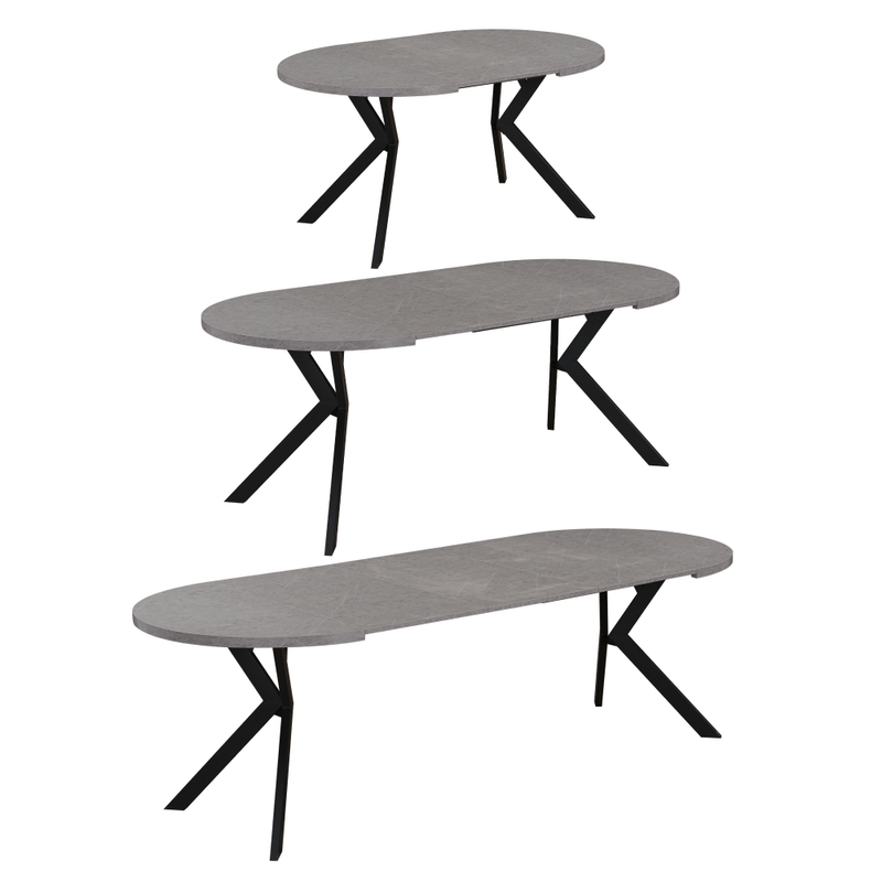 Casa si Gradina - Mobilier - Mese si birouri - Mese bucatarie si dining - Masa de sufragerie extensibila, beton deschis/negru, 100-250x75,5 cm, LUKOS - Infinity.ro
