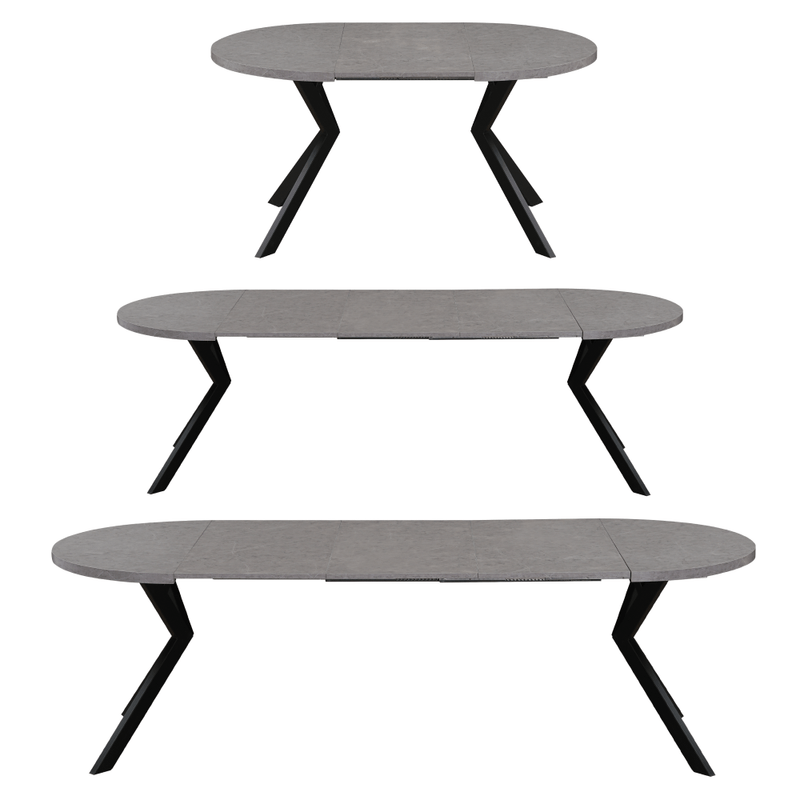 Casa si Gradina - Mobilier - Mese si birouri - Mese bucatarie si dining - Masa de sufragerie extensibila, beton deschis/negru, 100-250x75,5 cm, LUKOS - Infinity.ro