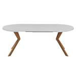 Casa si Gradina - Mobilier - Mese si birouri - Mese bucatarie si dining - Masa extensibila de sufragerie, alba/stejar, 100-250x75,5 cm, LUKOS - Infinity.ro