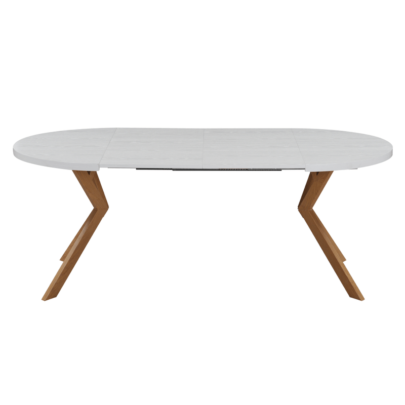 Casa si Gradina - Mobilier - Mese si birouri - Mese bucatarie si dining - Masa extensibila de sufragerie, alba/stejar, 100-250x75,5 cm, LUKOS - Infinity.ro