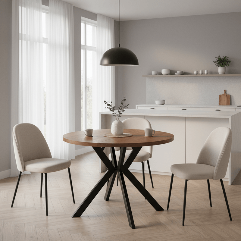 Casa si Gradina - Mobilier - Mese si birouri - Mese bucatarie si dining - Masa de sufragerie extensibila, stejar inchis/negru, 100-250x75,5 cm, LUKOS - Infinity.ro