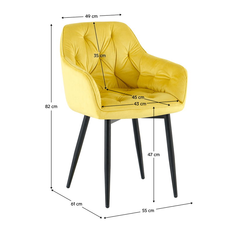 Casa si Gradina - Mobilier - Scaune si fotolii - Scaune - Scaun de design, tesatura Velvet galben, FEDRIS 2 NEW - Infinity.ro