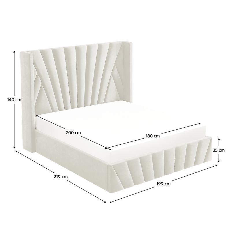 Casa si Gradina - Mobilier - Paturi si accesorii - Paturi - Pat cu somiera, 180x200, tesatura bej Velvet, PENELOPE - Infinity.ro