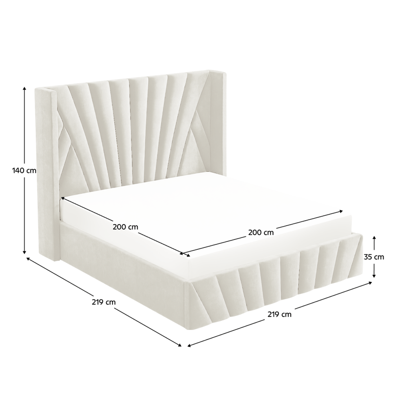 Casa si Gradina - Mobilier - Paturi si accesorii - Paturi - Pat cu somiera, 200x200, tesatura bej Velvet, PENELOPE - Infinity.ro