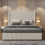 Casa si Gradina - Mobilier - Paturi si accesorii - Paturi - Pat cu somiera, 180x200, tesatura bej Velvet, PENELOPE - Infinity.ro