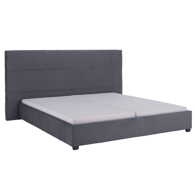 Casa si Gradina - Mobilier - Paturi si accesorii - Paturi - Pat cu gratar, 180x200, tesatura gri inchis Velvet, BRIANA - Infinity.ro