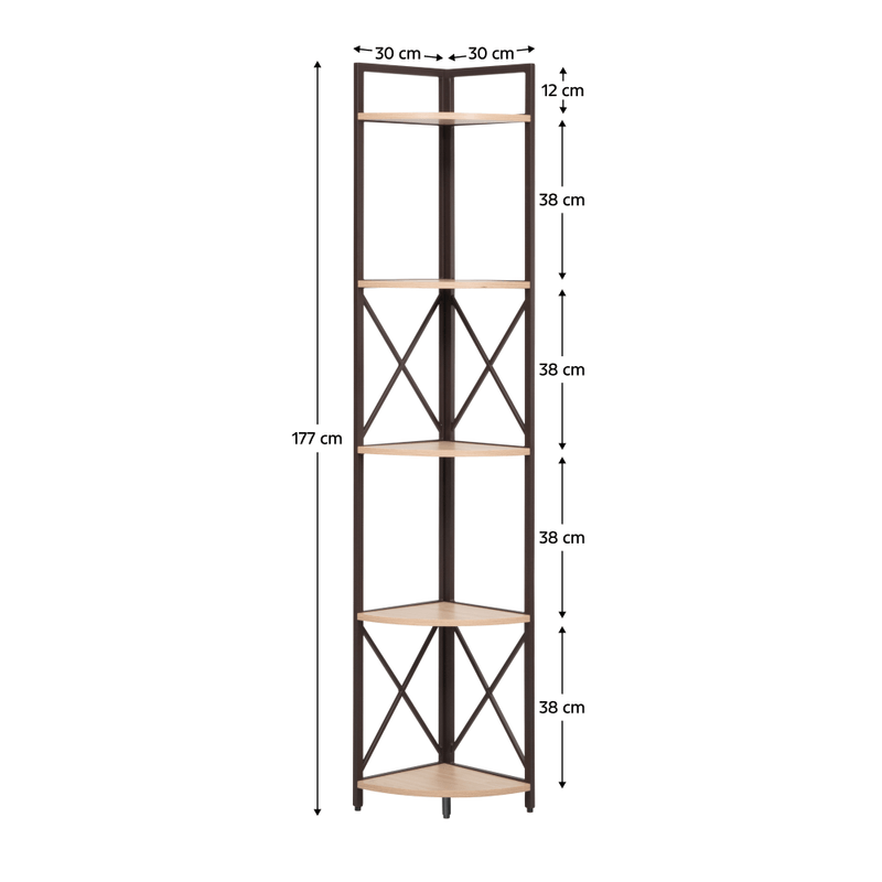Casa si Gradina - Mobilier - Biblioteci si rafturi - Etajere - Raft de colt cu polite, stejar/negru, PASOKO - Infinity.ro