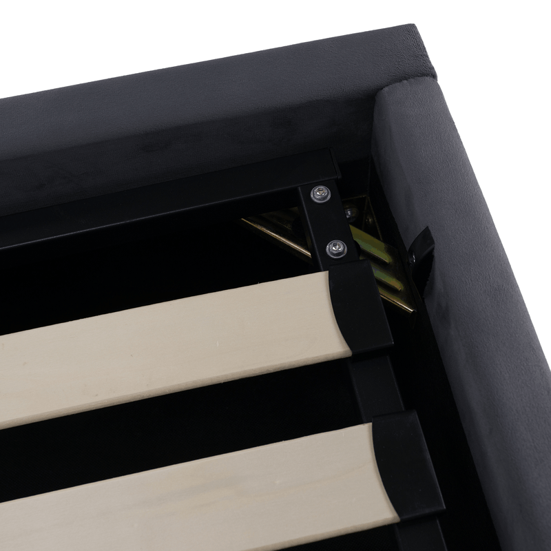 Casa si Gradina - Mobilier - Paturi si accesorii - Paturi - Pat cu gratar, 180x200, tesatura gri inchis Velvet, BRIANA - Infinity.ro