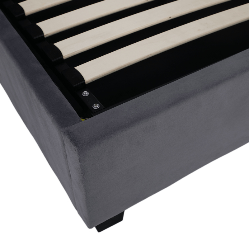 Casa si Gradina - Mobilier - Paturi si accesorii - Paturi - Pat cu gratar, 180x200, tesatura gri inchis Velvet, BRIANA - Infinity.ro