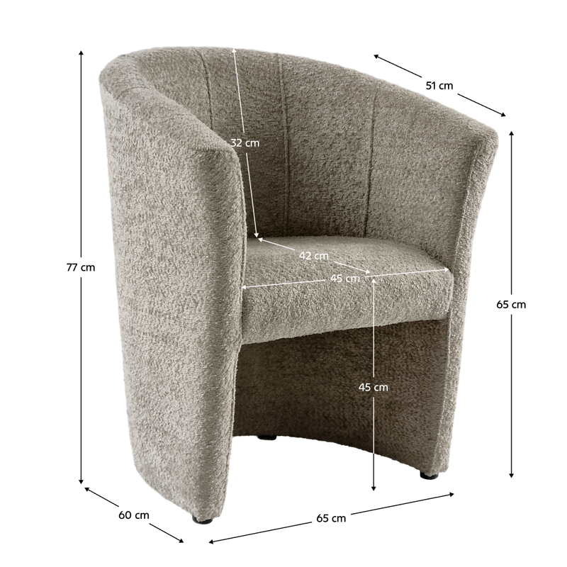 Casa si Gradina - Mobilier - Scaune si fotolii - Fotolii - Fotoliu de club, material textil gri-bej Taupe Coral, CUBA - Infinity.ro