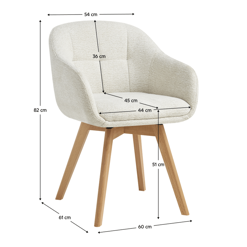 Casa si Gradina - Mobilier - Scaune si fotolii - Scaune - Scaun rotativ pentru sufragerie, crem/fag, DIMER - Infinity.ro