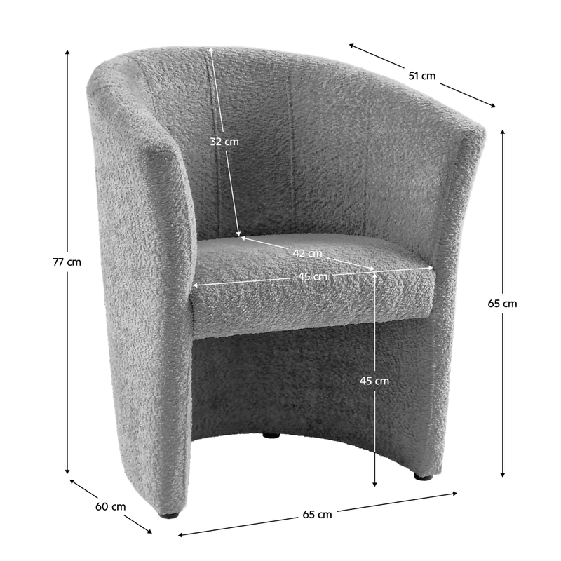 Casa si Gradina - Mobilier - Scaune si fotolii - Fotolii - Fotoliu de club, material textil gri Coral, CUBA - Infinity.ro