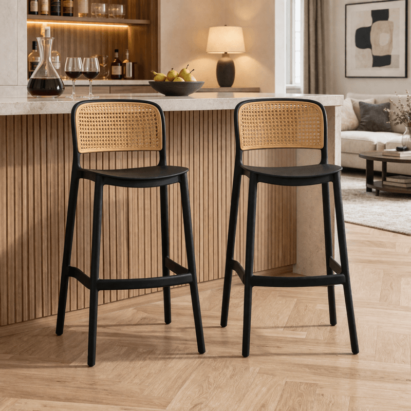Casa si Gradina - Mobilier - Scaune si fotolii - Scaune - Scaun de bar, stivuibil, negru/bej, RAVID NEW TYP 3 - Infinity.ro