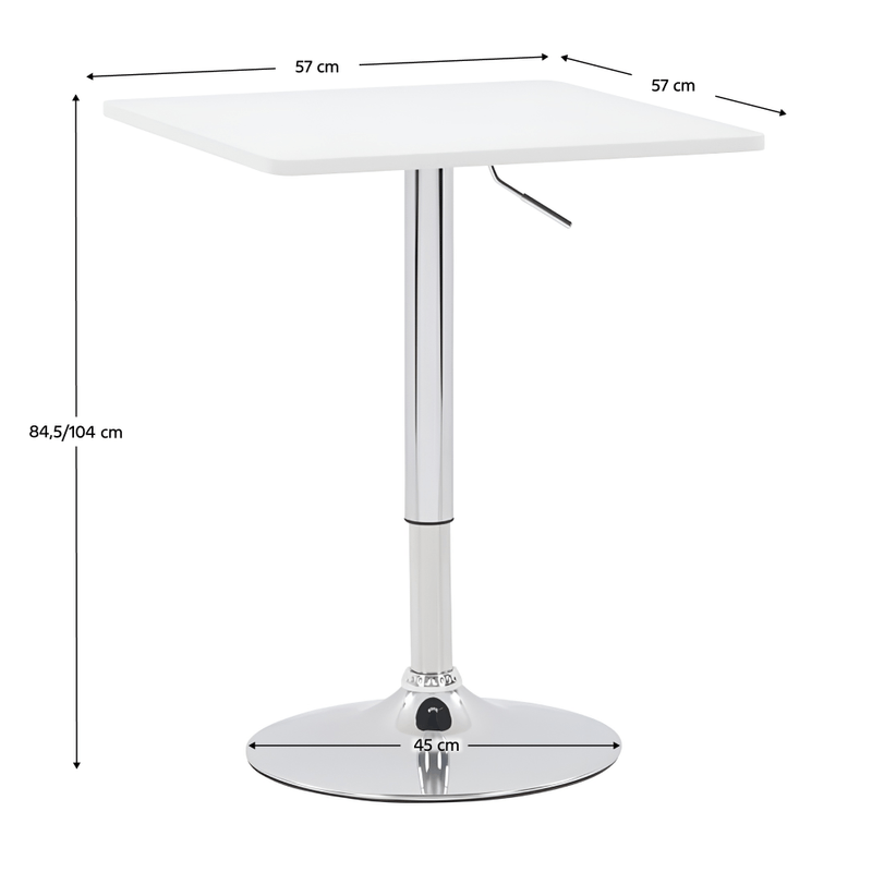 Casa si Gradina - Mobilier - Mese si birouri - Mese bucatarie si dining - Masa de bar cu inaltime reglabila, alb, 57x57x84,5-104 cm, FLORIAN 3 NEW - Infinity.ro