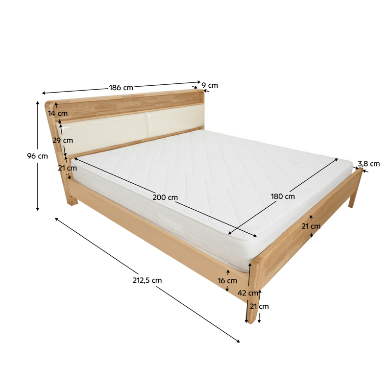 Casa si Gradina - Mobilier - Paturi si accesorii - Paturi - Pat matrimonial, 180x200, lemn masiv, natural, KIMIA - Infinity.ro