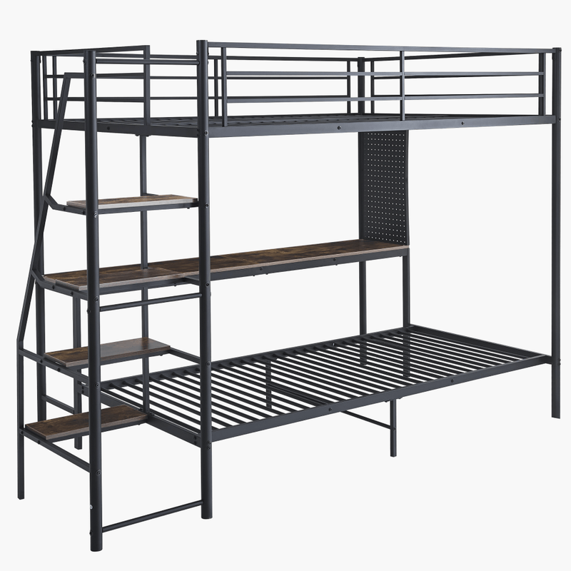 Casa si Gradina - Mobilier - Mobilier copii - Patuturi copii - Pat supraetajat, negru, metal, 90x200, NIVARA - Infinity.ro