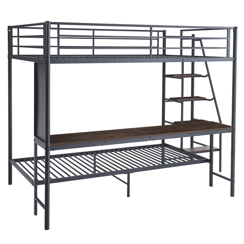 Casa si Gradina - Mobilier - Mobilier copii - Patuturi copii - Pat supraetajat, negru, metal, 90x200, NIVARA - Infinity.ro