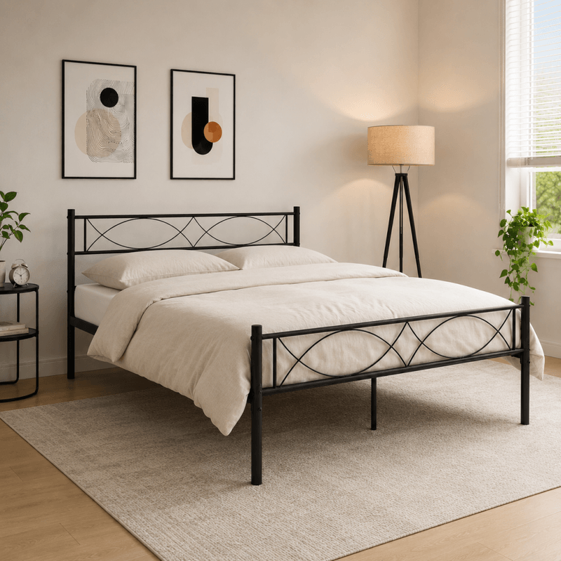 Casa si Gradina - Mobilier - Paturi si accesorii - Paturi - Pat metalic cu somiera, 180x200, negru, STELVIA NEW - Infinity.ro
