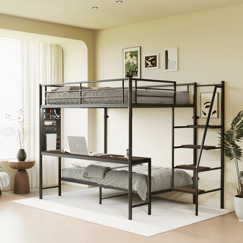 Casa si Gradina - Mobilier - Mobilier copii - Patuturi copii - Pat supraetajat, negru, metal, 90x200, NIVARA - Infinity.ro