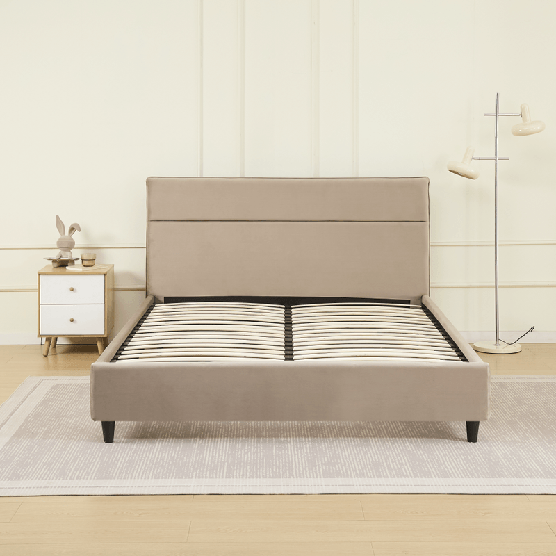 Casa si Gradina - Mobilier - Paturi si accesorii - Paturi - Pat matrimonial cu somiera, maro, 160x200, VOLITA - Infinity.ro