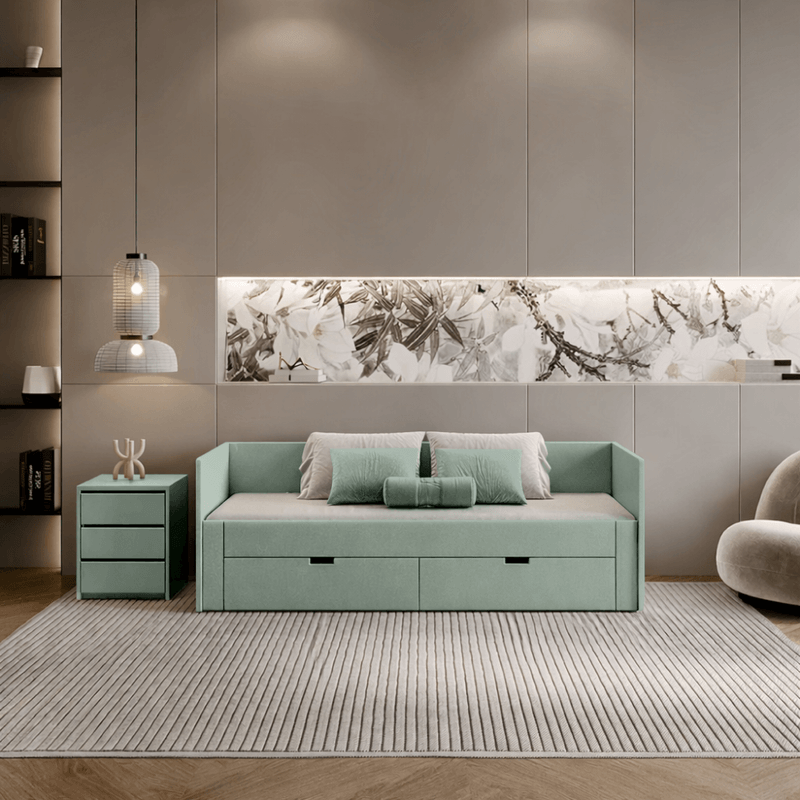 Casa si Gradina - Mobilier - Mobilier copii - Patuturi copii - Patul extensibil, verde-gri, 90/180x200, ANTONY - Infinity.ro