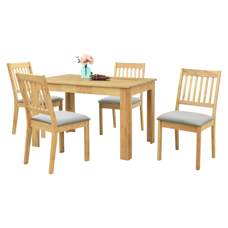 Casa si Gradina - Mobilier - Seturi de mobilier - Seturi mese si scaune - Set de sufragerie 1+4, lemn masiv, natural, TEDRO - Infinity.ro