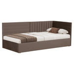 Casa si Gradina - Mobilier - Paturi si accesorii - Paturi - Pat cu somiera, 90x200, tesatura maro Velvet, MEVIA - Infinity.ro