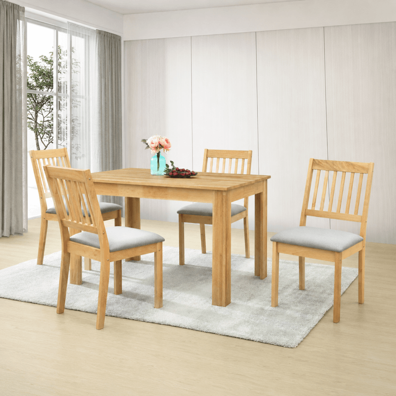 Casa si Gradina - Mobilier - Seturi de mobilier - Seturi mese si scaune - Set de sufragerie 1+4, lemn masiv, natural, TEDRO - Infinity.ro