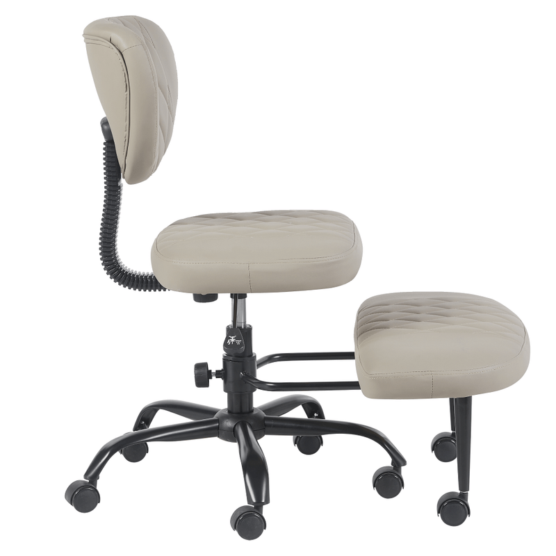 Casa si Gradina - Mobilier - Scaune si fotolii - Scaune - Scaun de ingenuncheat ergonomic, gri-maro Taupe piele ecologica/negru, SAMER - Infinity.ro