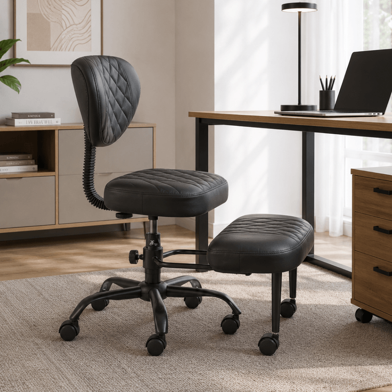 Casa si Gradina - Mobilier - Scaune si fotolii - Scaune - Scaun de ingenuncheat ergonomic, piele ecologica negru/negru, SAMER - Infinity.ro