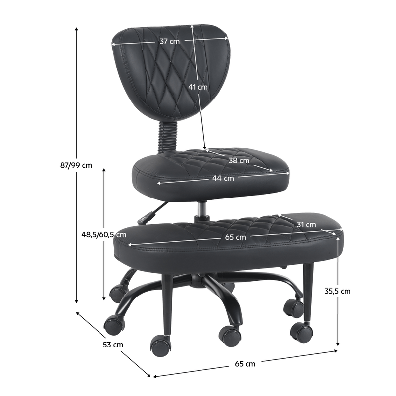 Casa si Gradina - Mobilier - Scaune si fotolii - Scaune - Scaun de ingenuncheat ergonomic, piele ecologica negru/negru, SAMER - Infinity.ro