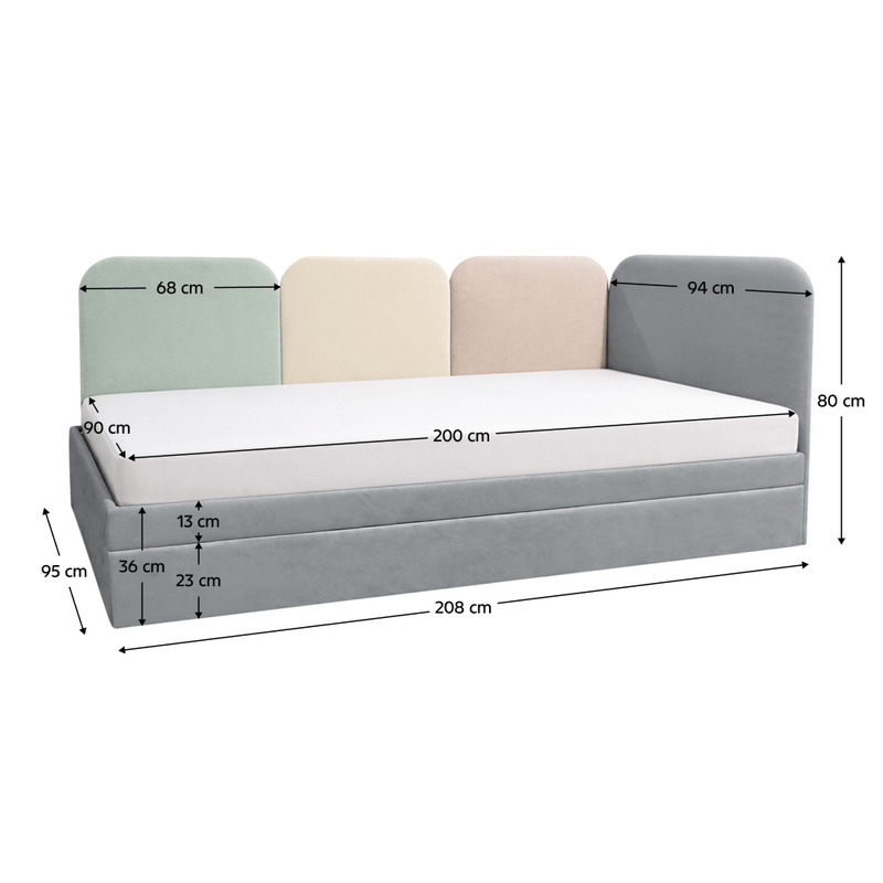 Casa si Gradina - Mobilier - Mobilier copii - Patuturi copii - Pat cu pat suplimentar, gri/amestec de culori, 90x200, DUHA - Infinity.ro